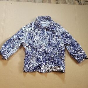 Coldwater Creek Blue and White Puffer Jacket